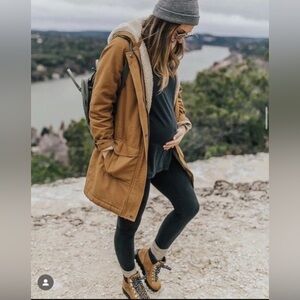 Patagonia Insulated Prairie Dawn Women’s Parka Sherpa Lined  Small Nest Brown